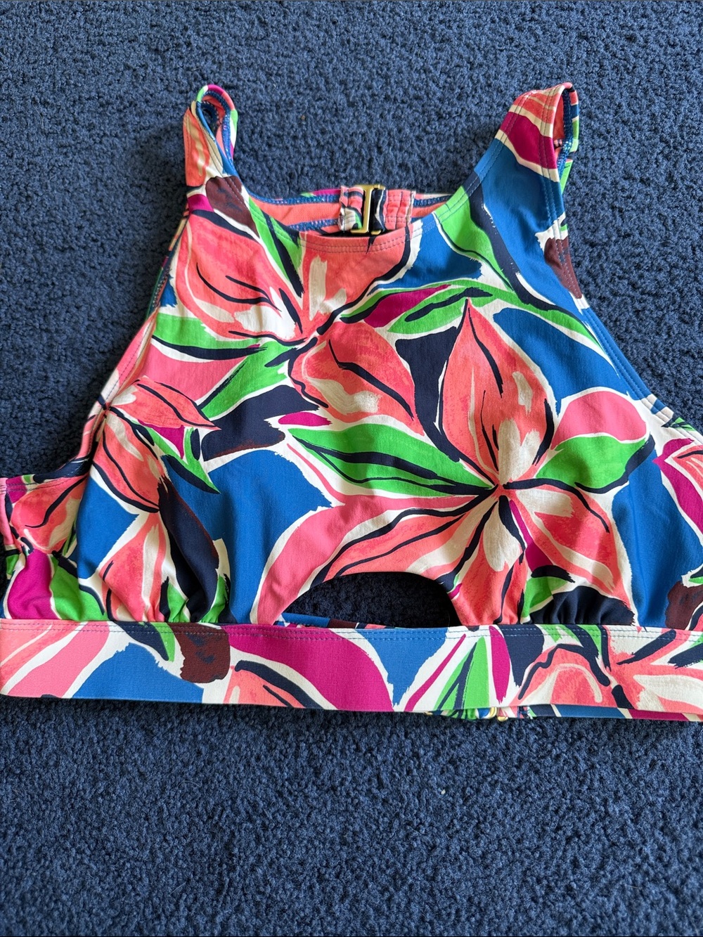 Catalina Multicolor Tropical Bikini Top - Blue, Coral, Green, Pink